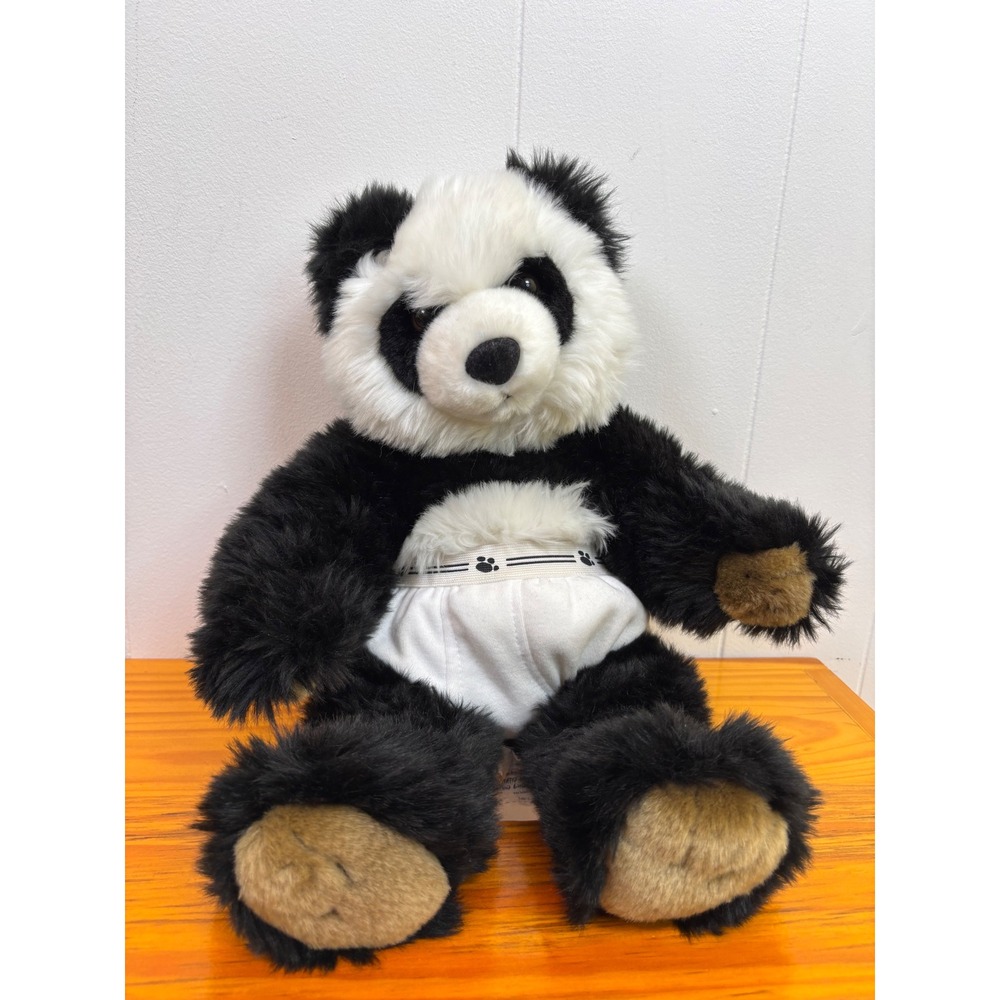 Build a Bear Panda Plush Toy Animal Black White Bear Tighty Whities 16" BAB